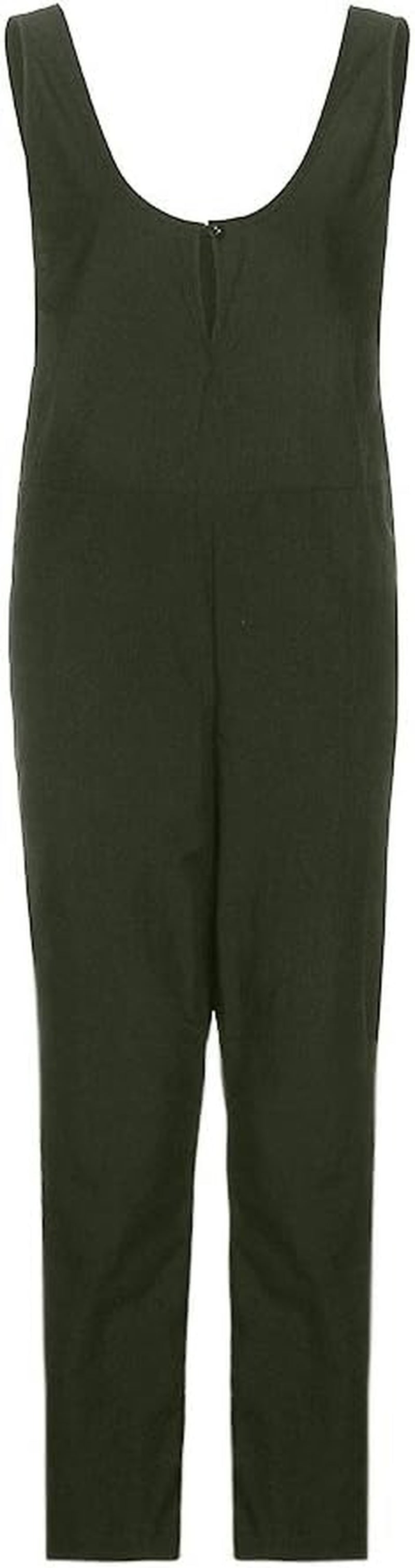 Jumpsuits for Women Loose Cotton Linen Overalls Wide Leg Short Pants Button down Tank Tops Casual Rompers Green