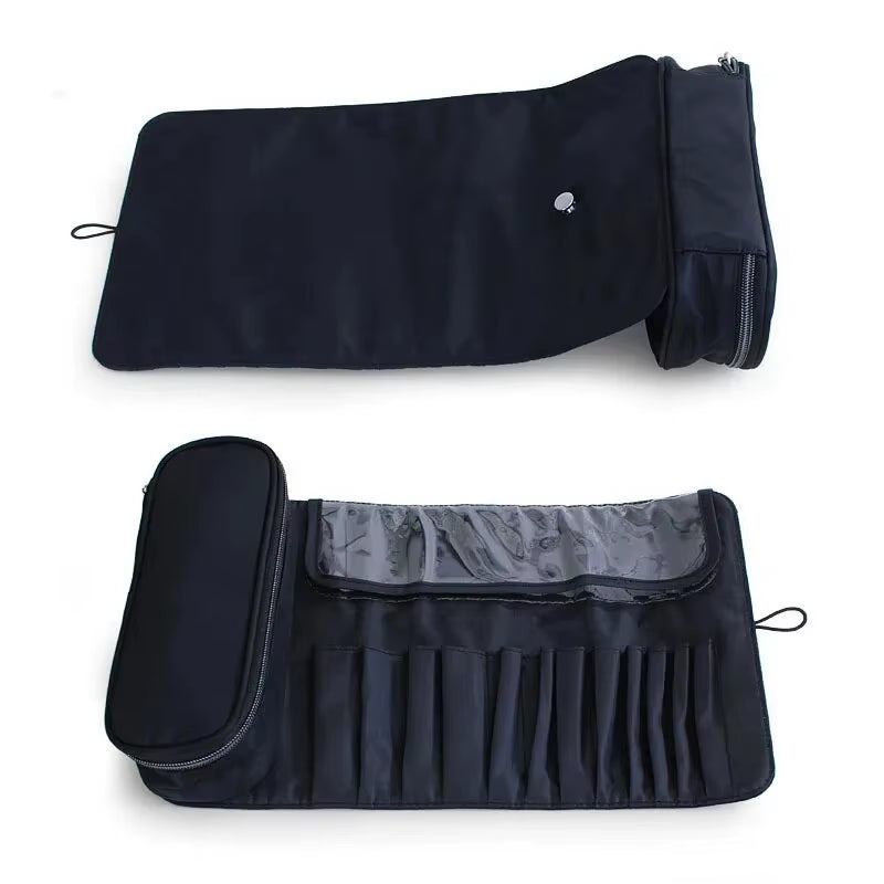 Makeup Bag Women'S Cosmetic Brush Bag Travel Organizer Makeup Brushes Fold Tools Rolling Bags Waterproof Nylon Makeup Case