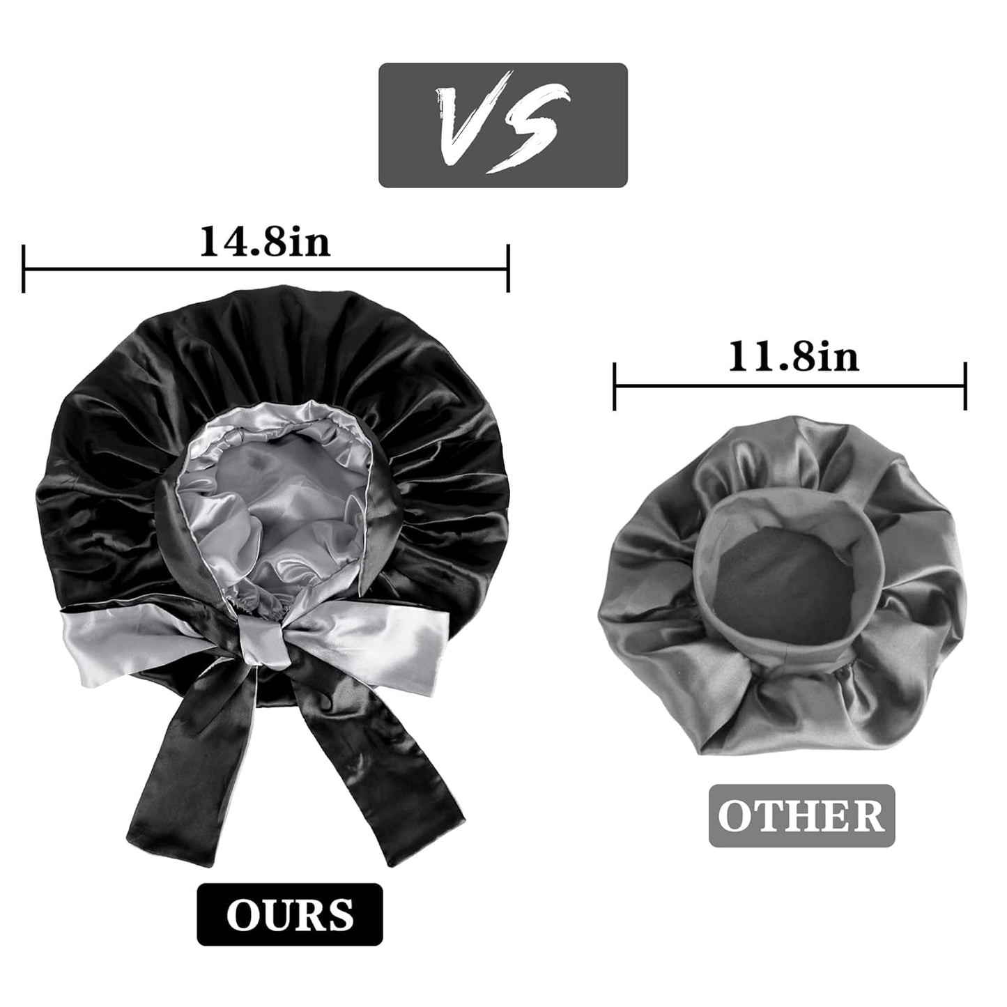 Satin Bonnet for Sleeping, Silk Bonnet Hair Wrap Bonnet for Sleeping Women Double Layer Large with Tie Band Night Cap Gifts