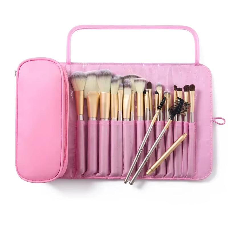 Makeup Bag Women'S Cosmetic Brush Bag Travel Organizer Makeup Brushes Fold Tools Rolling Bags Waterproof Nylon Makeup Case