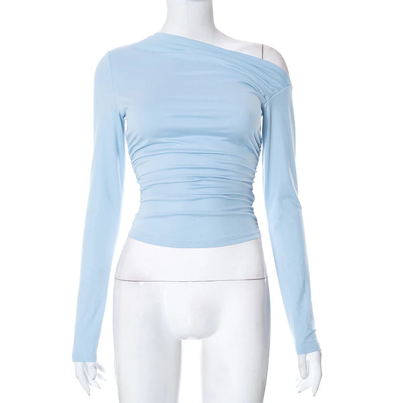 Trendy Fall Winter Long Sleeve Off-Shoulder Chic Feminine Blouse