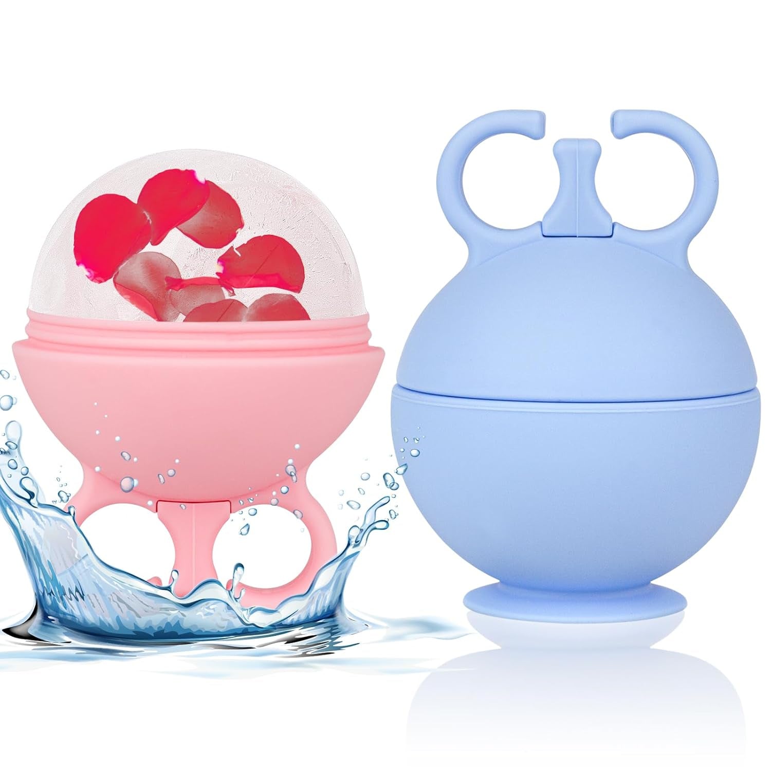 2 Pack Ice Roller for Face, Face Ice Roller for Women Face Neck Body and Eye, Ice Face Roller Tones Skin Eliminates Puffiness Ice for Face Ice Mold (Pink Blue)