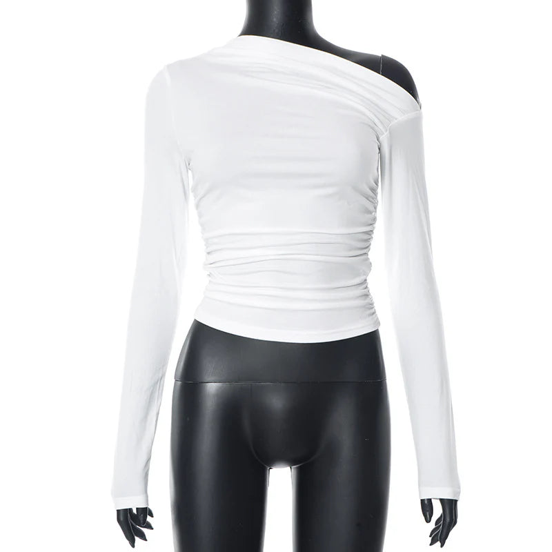 Trendy Fall Winter Long Sleeve Off-Shoulder Chic Feminine Blouse