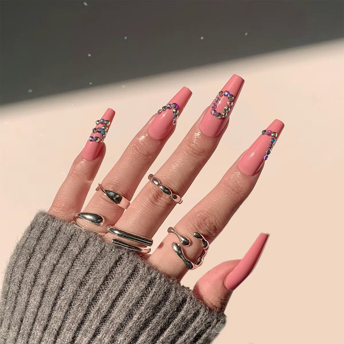 24Pcs Long Ballet French Girls Nail Art White Fake Nails Manicure Press on Nails False with Designs Artificial Wearing Reusable