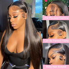 Straight Lace Front Wigs Human Hair 13X4 Hd Lace Front Wigs Human Hair Pre Plucked 180 Density Glueless Wigs Human Hair 28 Inch Lace Frontal Wigs Human Hair for Black Women