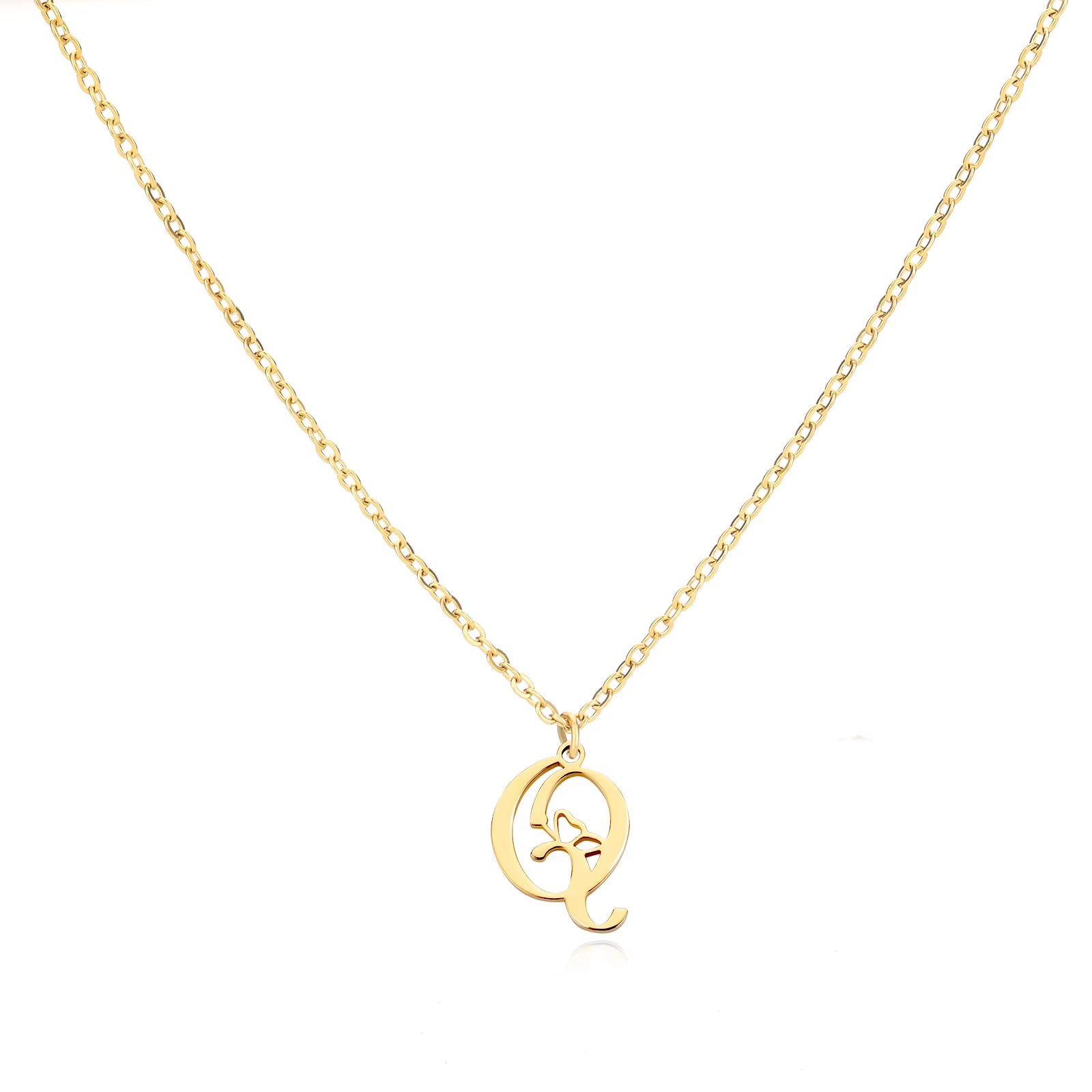 Tiny Initial Letter Necklace for Women Gold Color Stainless Steel Necklaces Name Alphabet Lucky Jewerly Vintage Accessories Gift