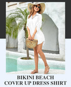 Womens Swimsuit Coverups White Chiffon Bikini Swimwear Beach Cover up Dress Shirt