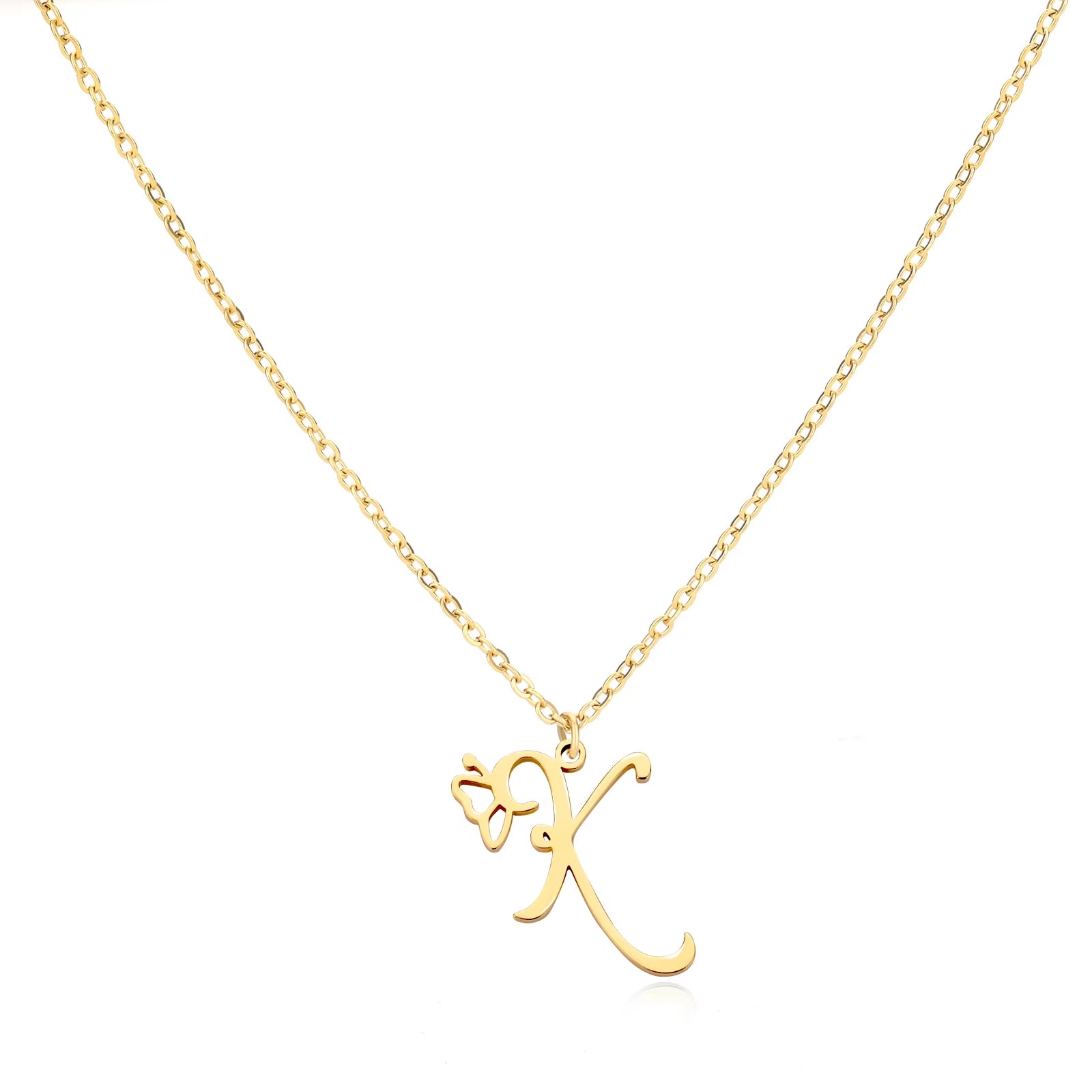Tiny Initial Letter Necklace for Women Gold Color Stainless Steel Necklaces Name Alphabet Lucky Jewerly Vintage Accessories Gift