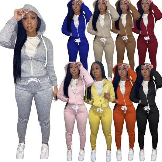 11 Colors Fall Winter 2 Piece Pants Set Women Fall 2025 Women Clothes Hoodies Sweatshirt Outfit Two Piece Pants Set Clothes