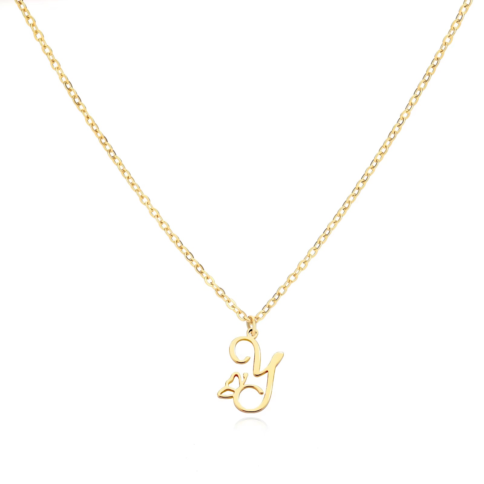 Tiny Initial Letter Necklace for Women Gold Color Stainless Steel Necklaces Name Alphabet Lucky Jewerly Vintage Accessories Gift