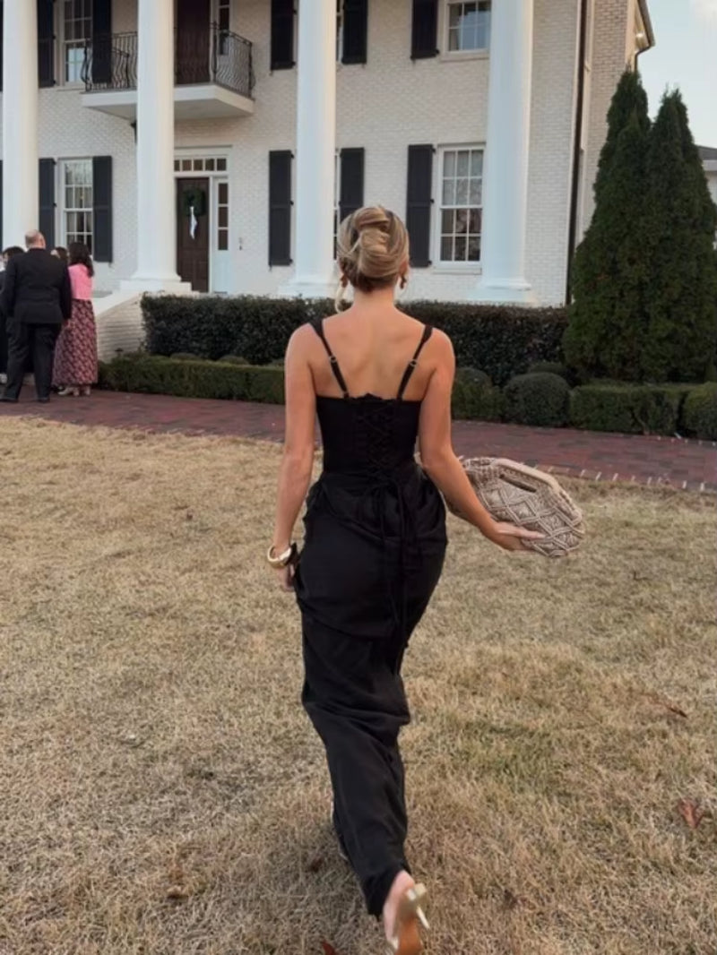 Mingmingxi White Sexy Corset Maxi Dress Party Outfit Women’S Evening Dress Long Black Dinner Ball Gown Elegant Prom Dresses