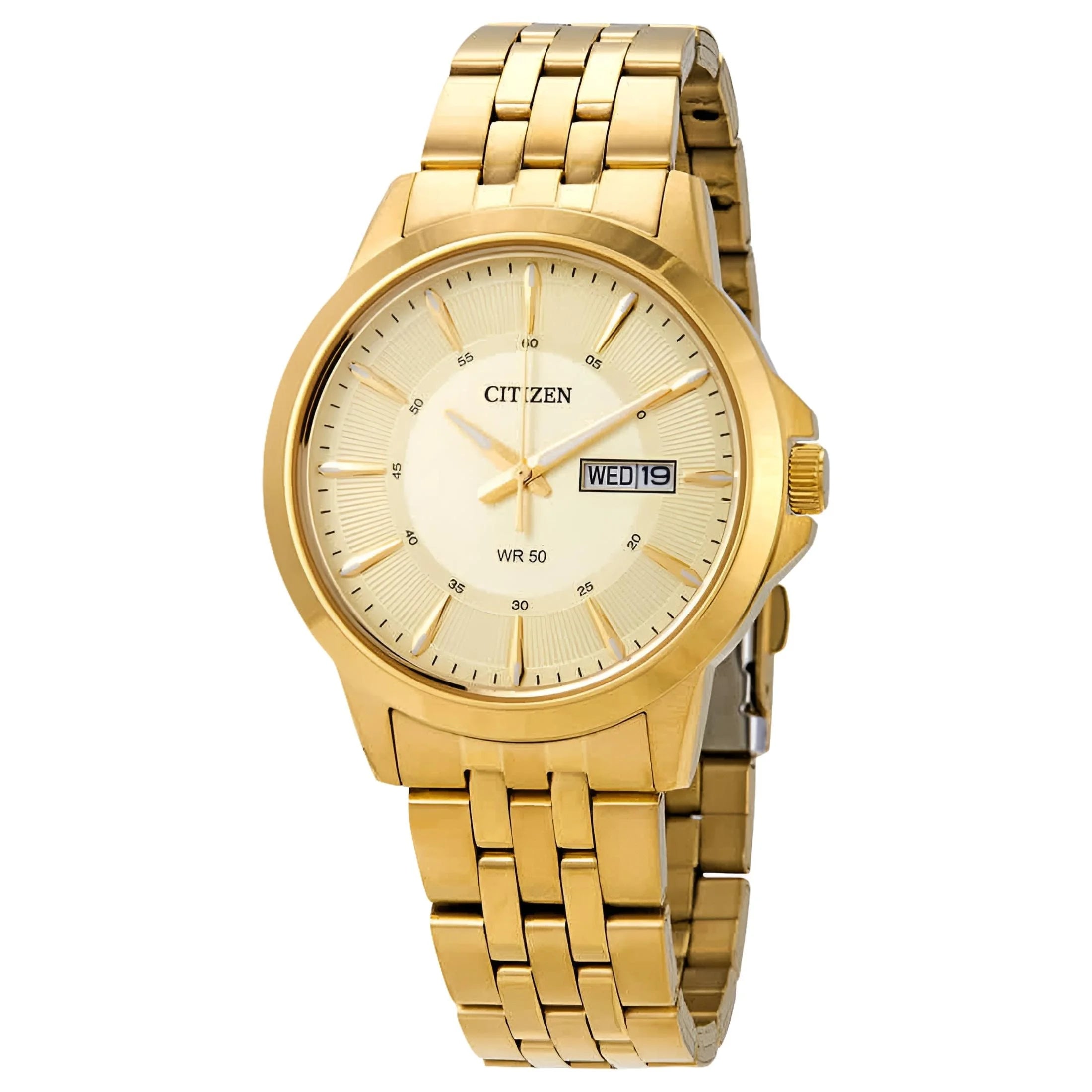 Reloj De Vestir Quartz Japonés Chapado En Acero Inoxidable BF2013-56P Dorado Para Hombre