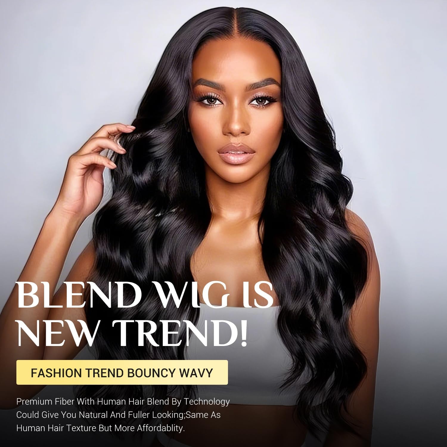 Human Hair Blend Wig Body Wave Wig and Layered Straight Wig Bundles