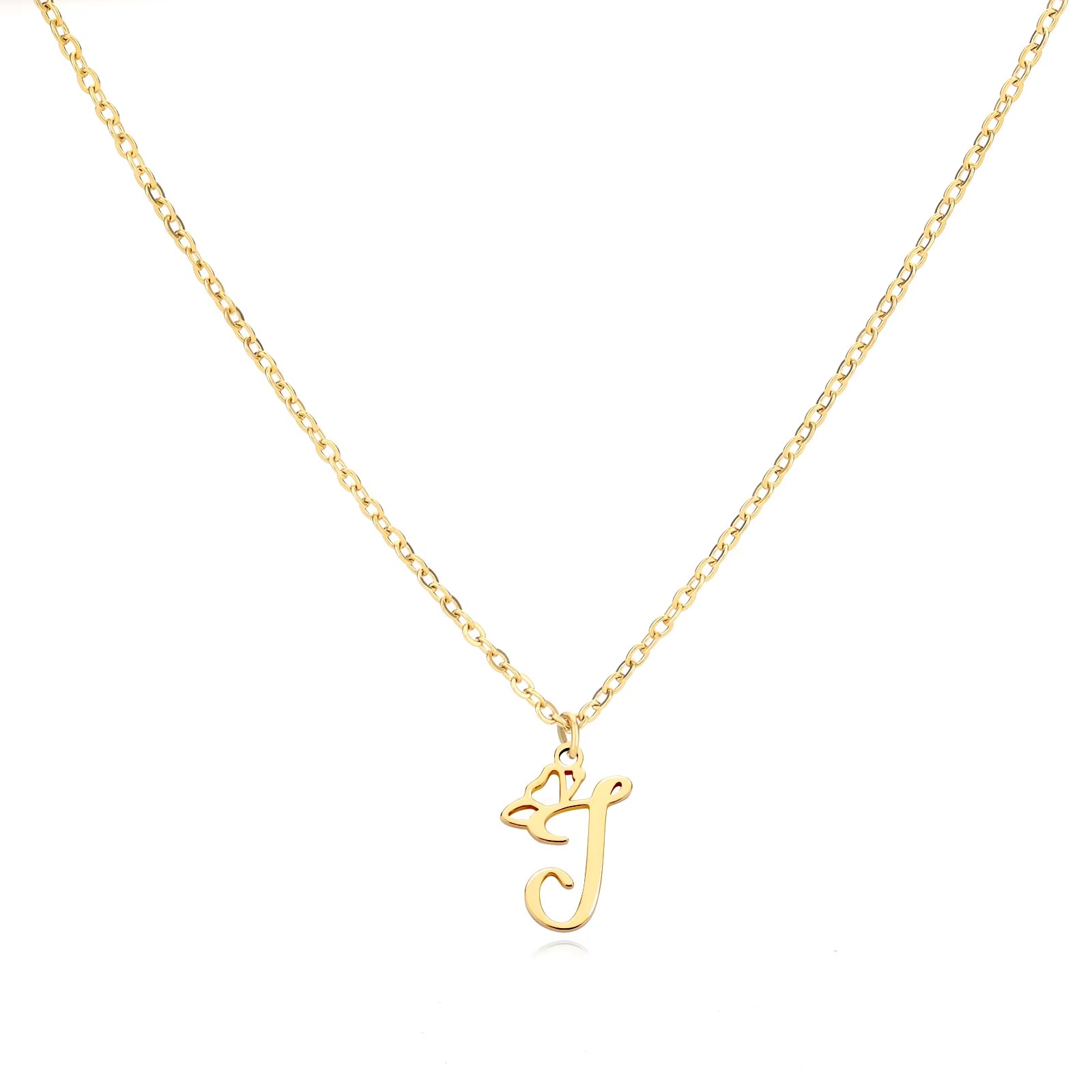 Tiny Initial Letter Necklace for Women Gold Color Stainless Steel Necklaces Name Alphabet Lucky Jewerly Vintage Accessories Gift