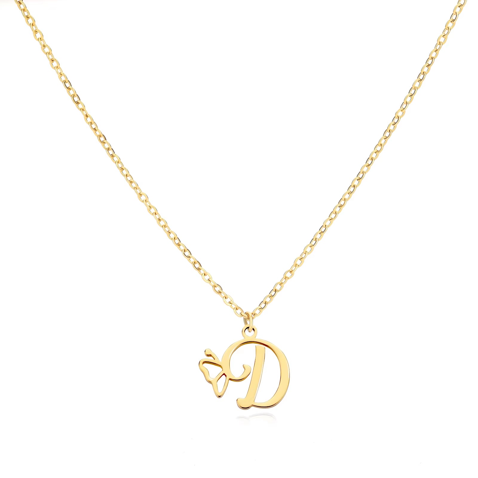 Tiny Initial Letter Necklace for Women Gold Color Stainless Steel Necklaces Name Alphabet Lucky Jewerly Vintage Accessories Gift