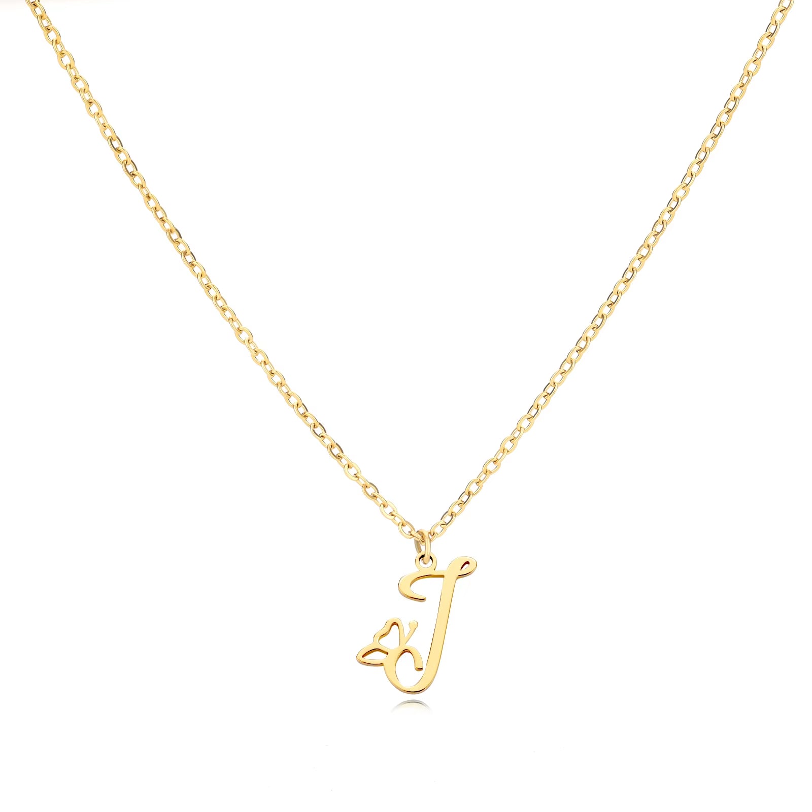 Tiny Initial Letter Necklace for Women Gold Color Stainless Steel Necklaces Name Alphabet Lucky Jewerly Vintage Accessories Gift