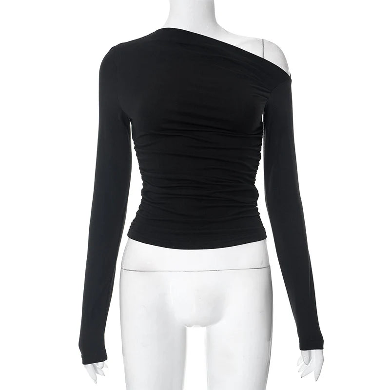 Trendy Fall Winter Long Sleeve Off-Shoulder Chic Feminine Blouse