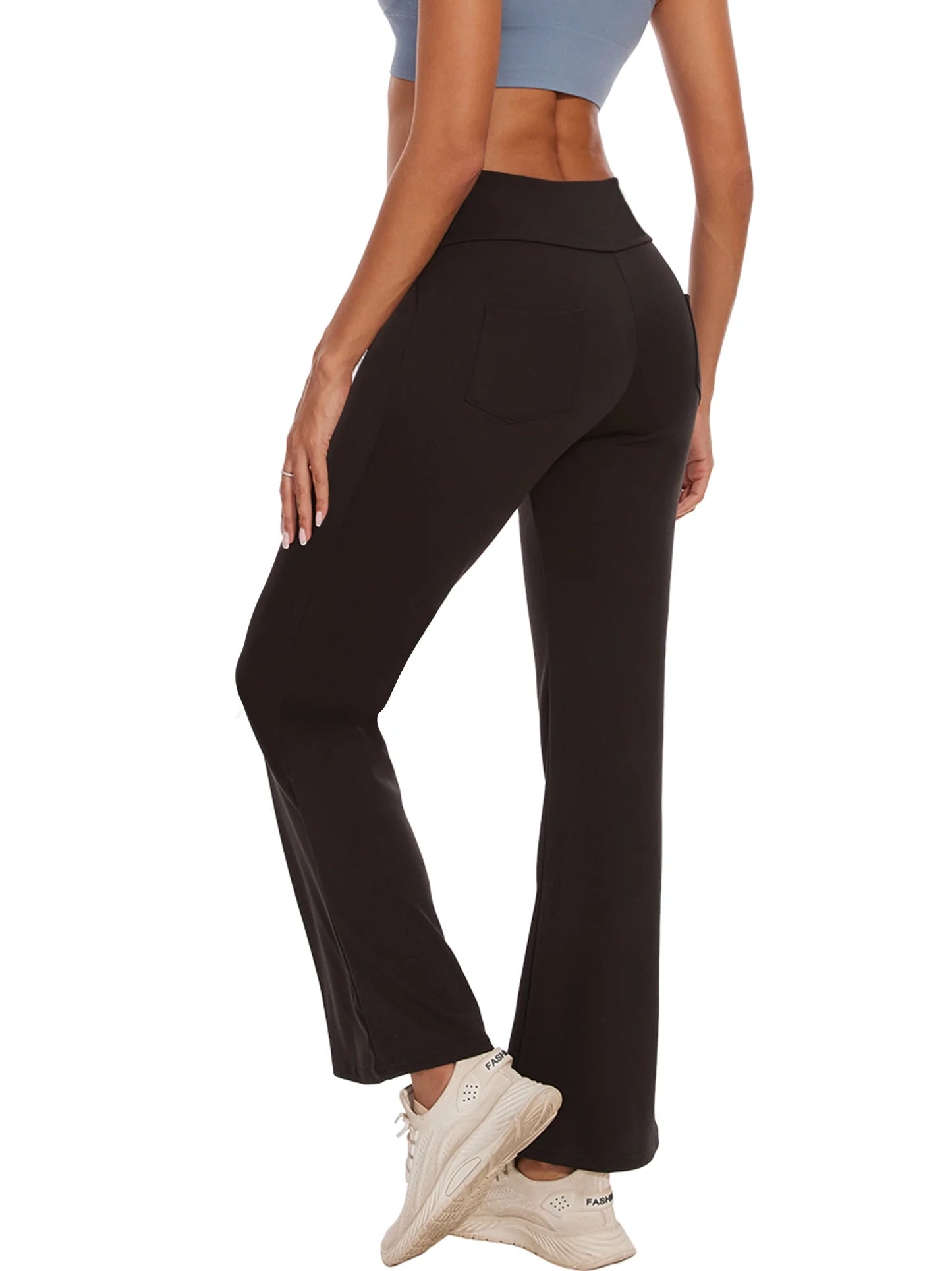 Womens Bootcut Yoga Pants with Pockets Flare Workout Legging High Waist Bootleg Bottoms Activewear Black XL