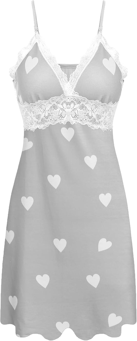 Sleepwear Womens Chemise Nightgown Full Slip Lace Lounge Dress