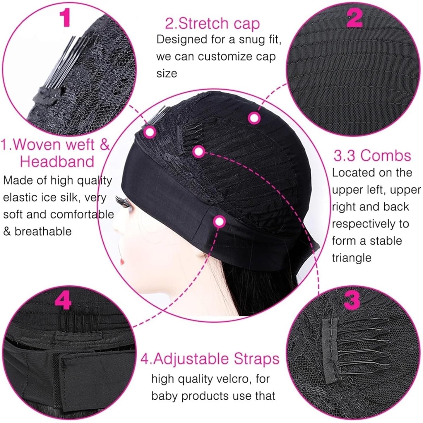 Wig for Women Headband Wig Body Wave Human Hair Wig Glueless None Lace Front Wig for Black Woman Natural Color Remy Full Machine Wear and Go Wigs 180% Density Wig(24Inches)