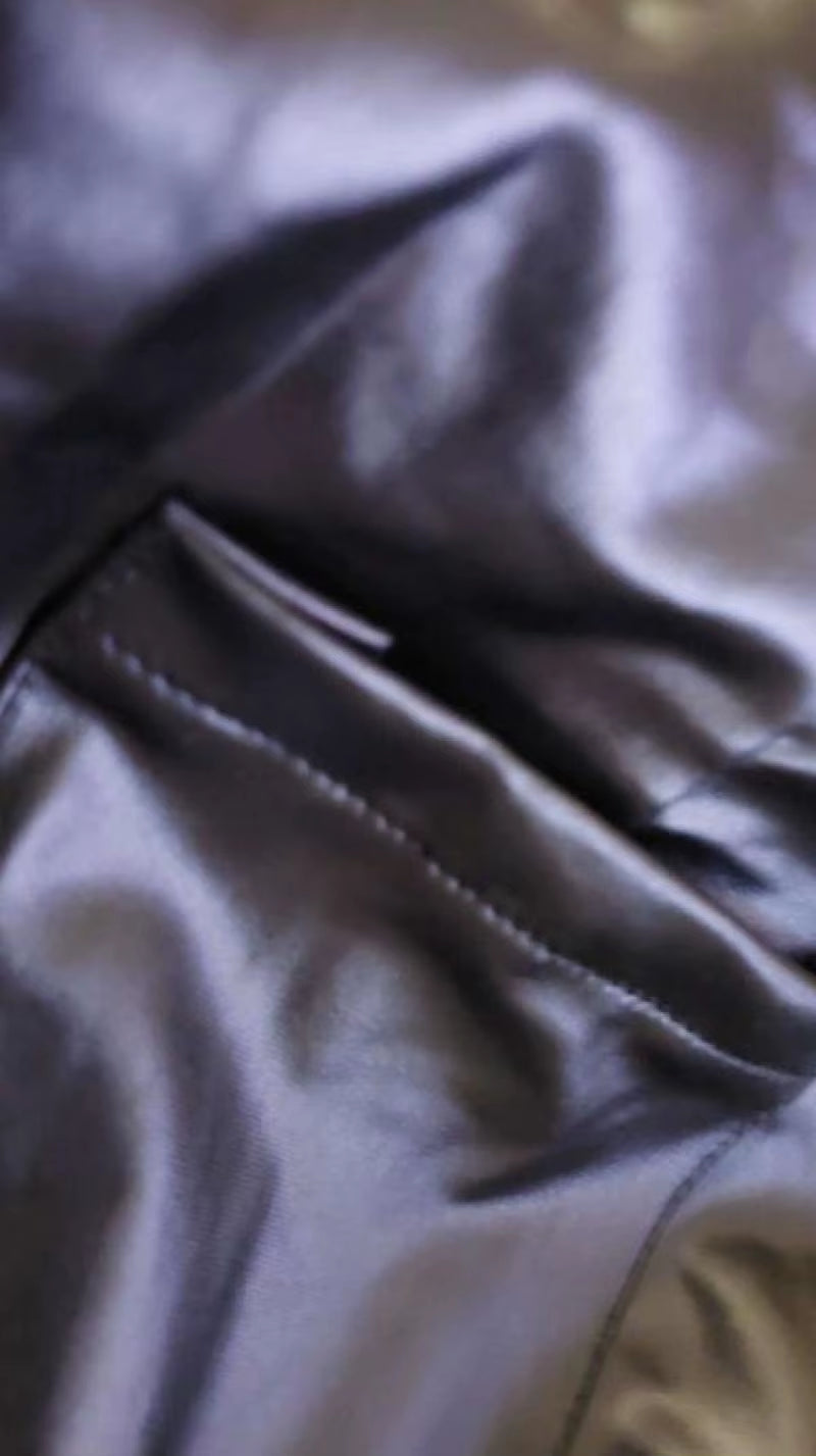 Elegant Women'S Shoulder Strap Jumpsuit Square Neck Sleeveless Pu Leather Buckle Zipper Suspender Sexy Tight Fitting Jumpsuit