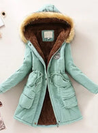 Coat Women Long Fleece Jacket Cotton Warm Autumn Winters Scaling Long-Sleeved Wool Cotton-Padded Women'S Clothes Jackets QK001