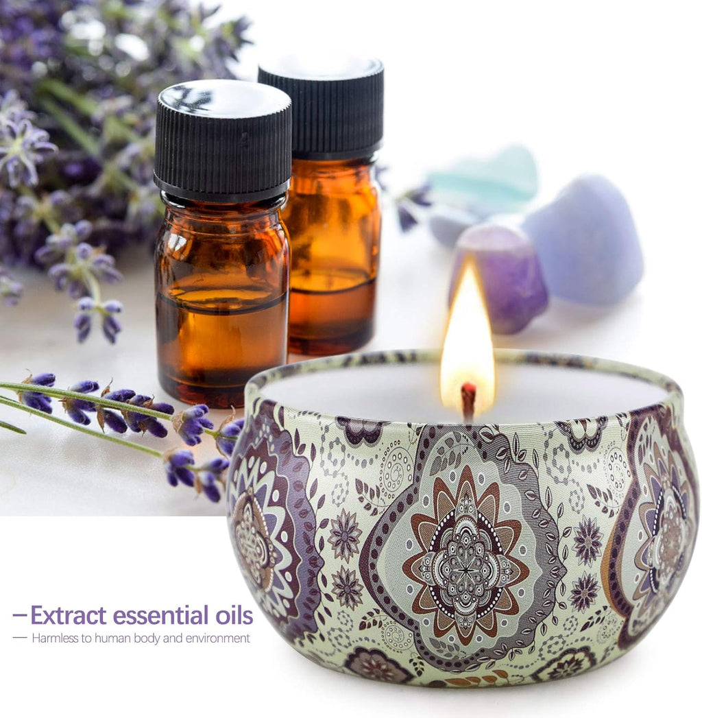 Scented Candles Gifts for Women Mom, Christmas Gifts Soy Candles Gift for Birthday, Stress Relief Massage Meditation Lavender Coffee Cake Candle Ect.-8 Pack 2.5Oz Housewarming Present