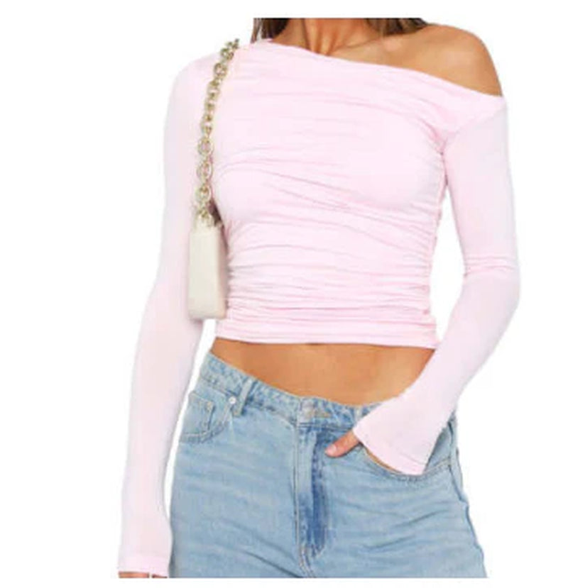 Trendy Fall Winter Long Sleeve Off-Shoulder Chic Feminine Blouse