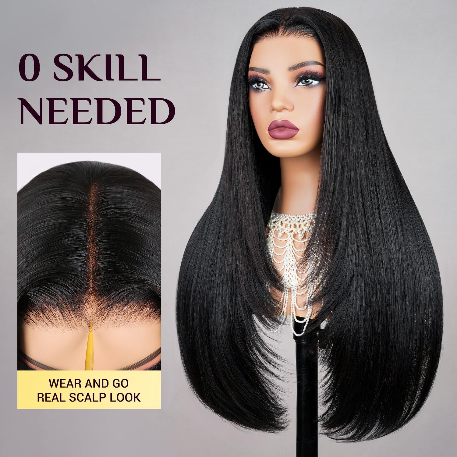 Human Hair Blend Wig Body Wave Wig and Layered Straight Wig Bundles
