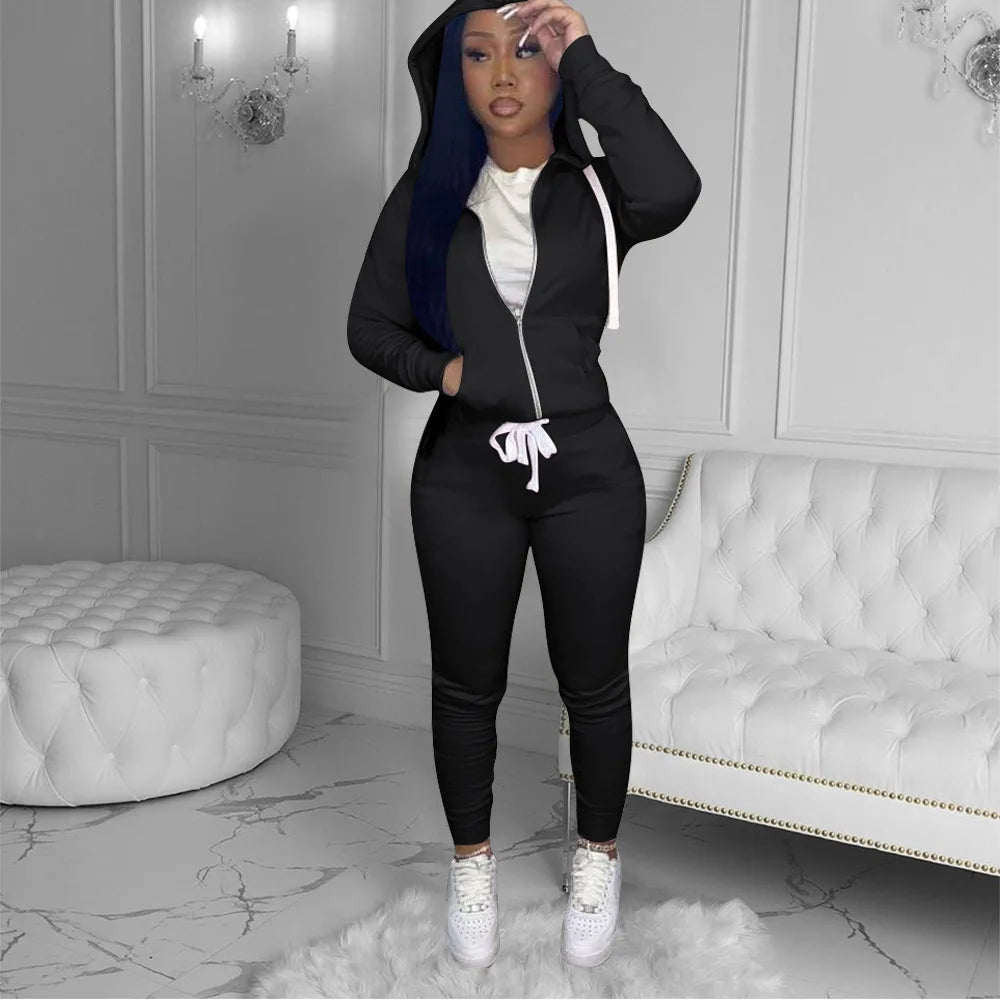 11 Colors Fall Winter 2 Piece Pants Set Women Fall 2025 Women Clothes Hoodies Sweatshirt Outfit Two Piece Pants Set Clothes