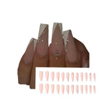 24Pcs Long Ballet French Girls Nail Art White Fake Nails Manicure Press on Nails False with Designs Artificial Wearing Reusable