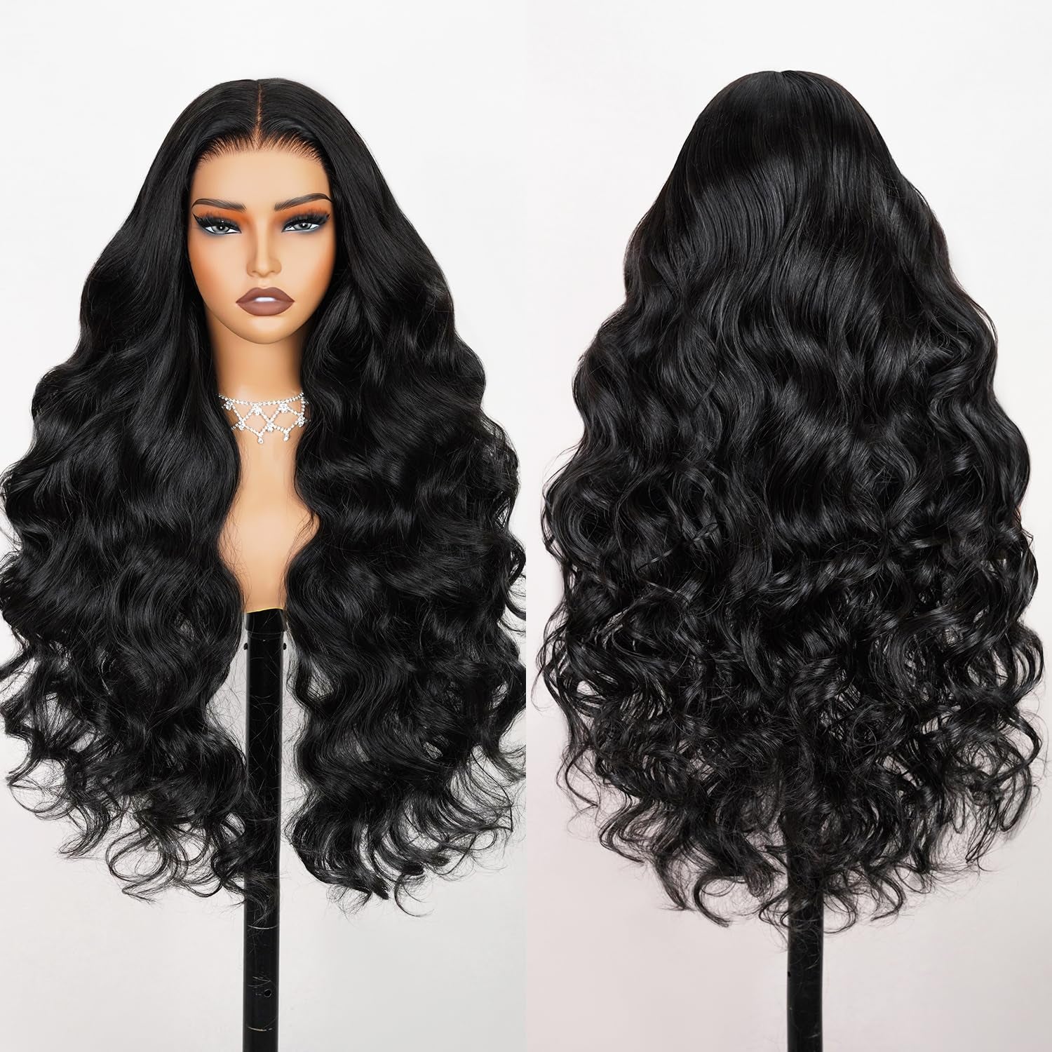 Human Hair Blend Wig Body Wave Wig and Layered Straight Wig Bundles