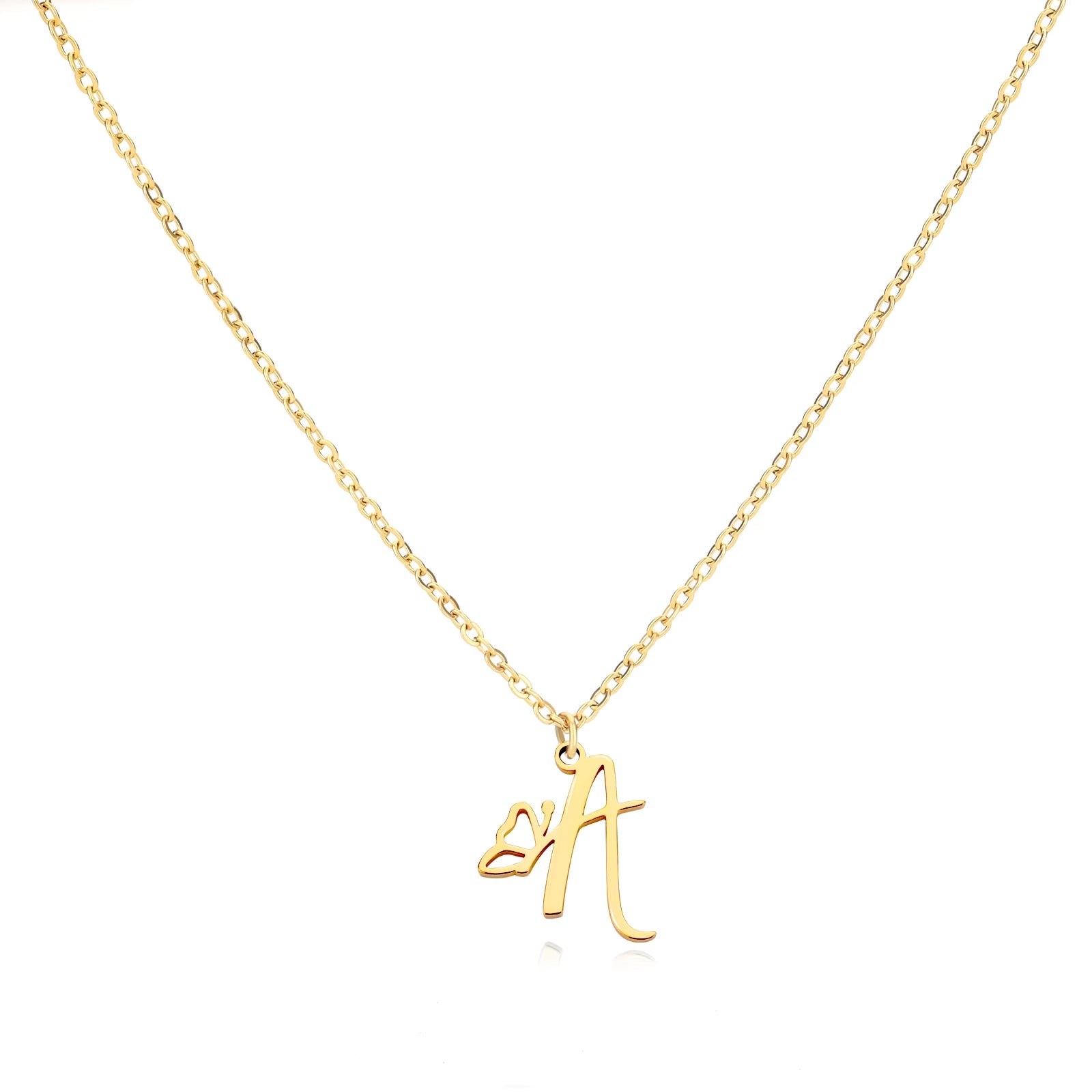 Tiny Initial Letter Necklace for Women Gold Color Stainless Steel Necklaces Name Alphabet Lucky Jewerly Vintage Accessories Gift