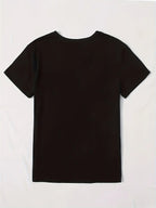 Short Sleeve Crown Letter Print Crew Neck T-Shirt for Spring & Summer Casual Women'S Clothing