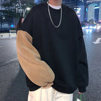 2025 Spring Harajuku Men round Neck Sweatshirt Flocking Cartoon Bear Fleece Long Sleeves Hoodies Unisex Couple Matching Outwear