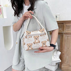 Fashion Cartoon Bear Lunch Bags for Women Large Capacity Tote Picnic Drink Lunchbox Bag Portable Outdoor Office Food Bags