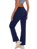Womens Bootcut Yoga Pants with Pockets Flare Workout Legging High Waist Bootleg Bottoms Activewear Navy Blue 3XL