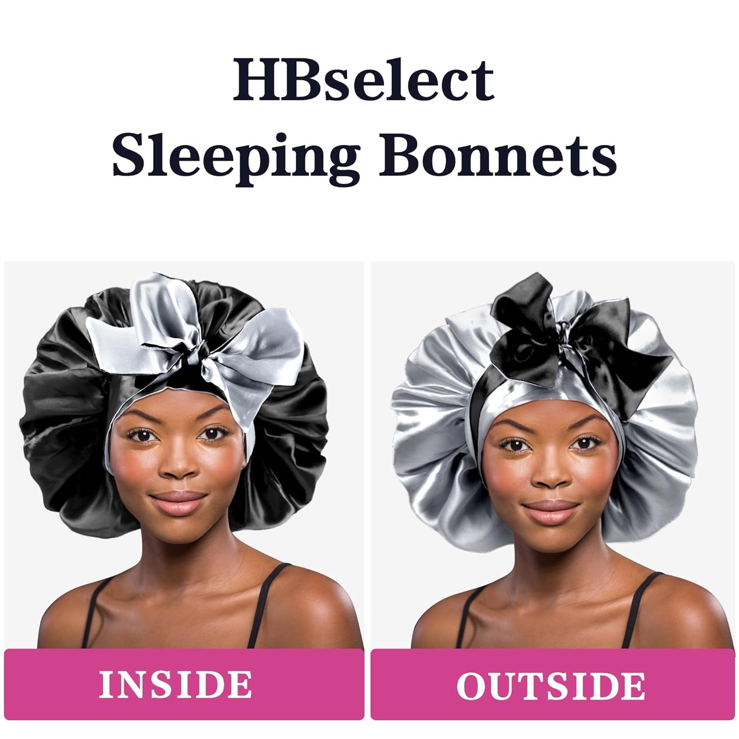 Satin Bonnet for Sleeping, Silk Bonnet Hair Wrap Bonnet for Sleeping Women Double Layer Large with Tie Band Night Cap Gifts