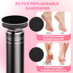 Plug-In Electric Foot Callus Remover with Adjustable Speeds - Electronic Foot File for Dead Skin, Includes 60PCS Sandpaper Disks for Smooth Heels, Effective Callus Remover for Feet at Home