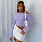 Trendy Fall Winter Long Sleeve Off-Shoulder Chic Feminine Blouse