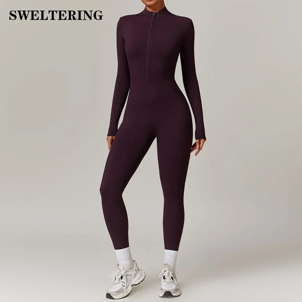Women'S Clothes Yoga Set Yoga Jumpsuits One Piece Workout Long Sleeve Rompers Sportswear Gym Set Workout Tracksuit Bodysuits