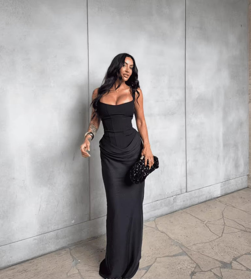 Mingmingxi White Sexy Corset Maxi Dress Party Outfit Women’S Evening Dress Long Black Dinner Ball Gown Elegant Prom Dresses