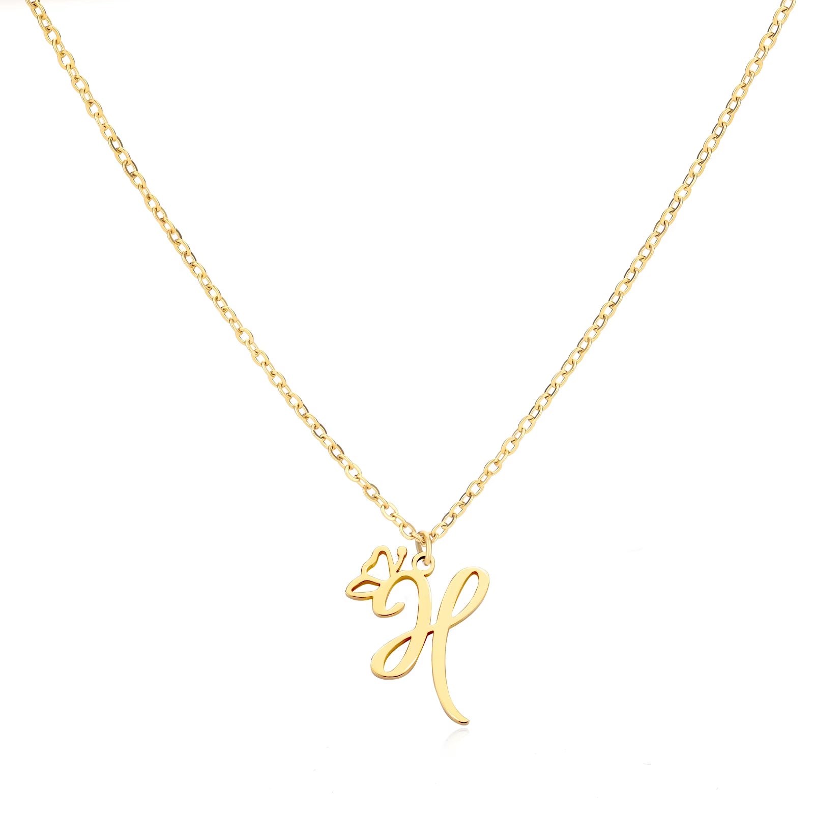 Tiny Initial Letter Necklace for Women Gold Color Stainless Steel Necklaces Name Alphabet Lucky Jewerly Vintage Accessories Gift