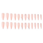 24Pcs Long Ballet French Girls Nail Art White Fake Nails Manicure Press on Nails False with Designs Artificial Wearing Reusable