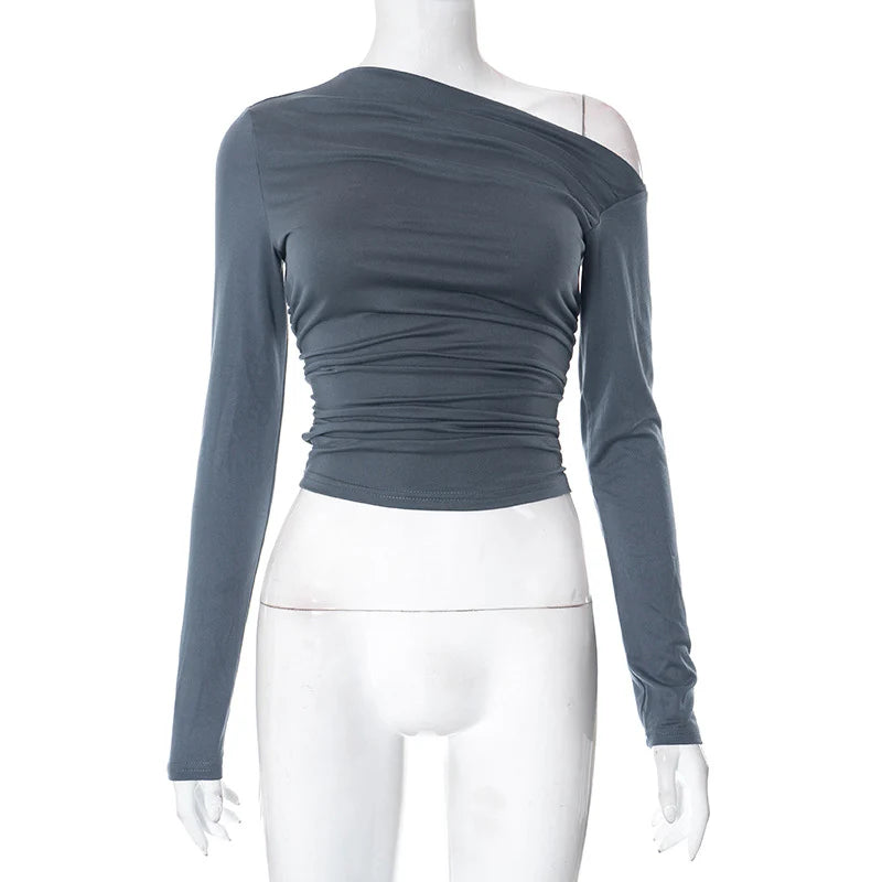 Trendy Fall Winter Long Sleeve Off-Shoulder Chic Feminine Blouse
