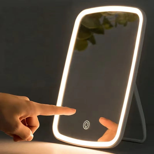 LED Makeup Mirror 10X Magnifying Mirror with Lights Portable Foldable Travel Desk Vanity Table Bath Bedroom Mirrors Makeup Tools