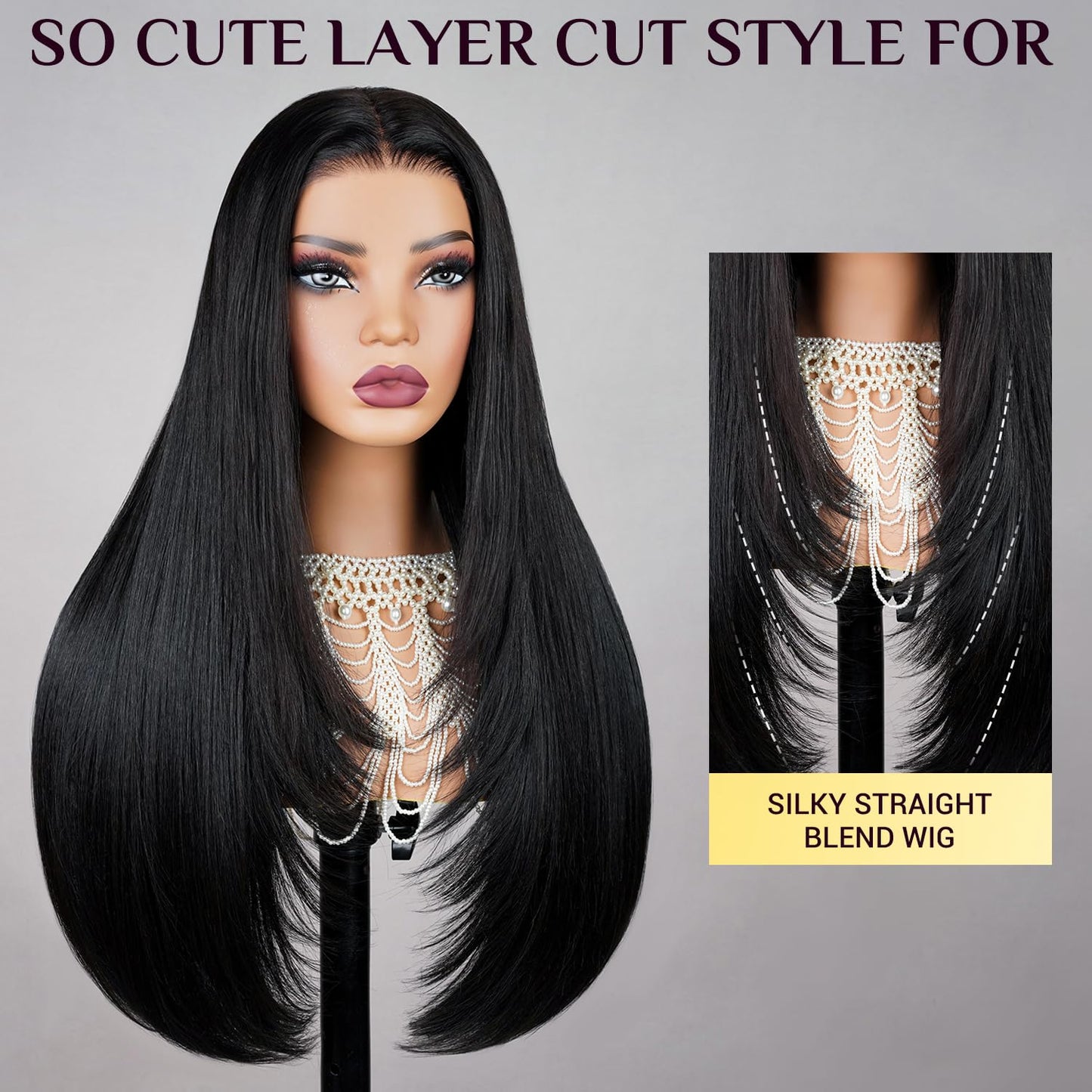 Human Hair Blend Wig Body Wave Wig and Layered Straight Wig Bundles