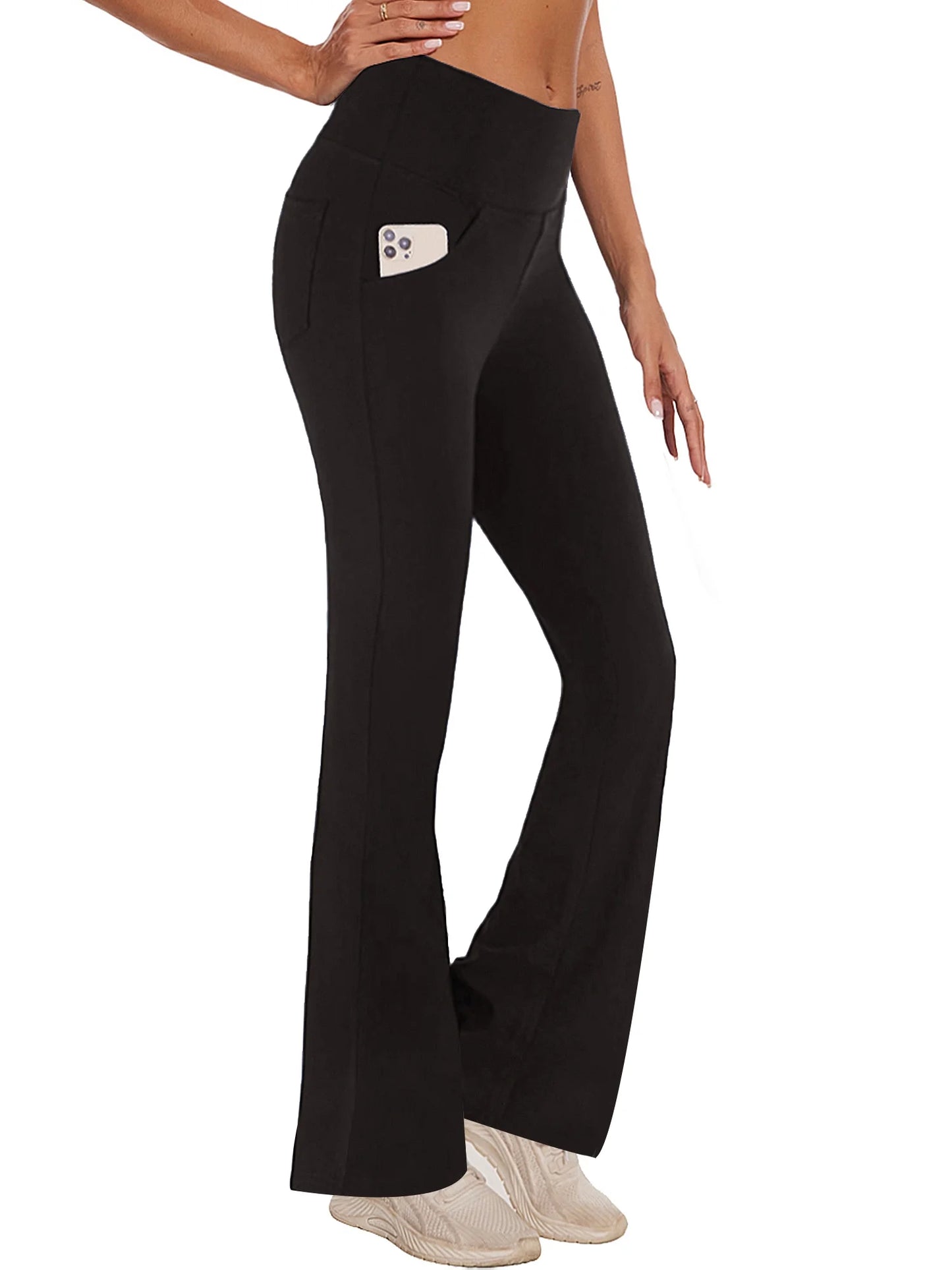 Womens Bootcut Yoga Pants with Pockets Flare Workout Legging High Waist Bootleg Bottoms Activewear Black XL