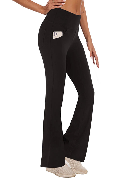 Womens Bootcut Yoga Pants with Pockets Flare Workout Legging High Waist Bootleg Bottoms Activewear Black XL