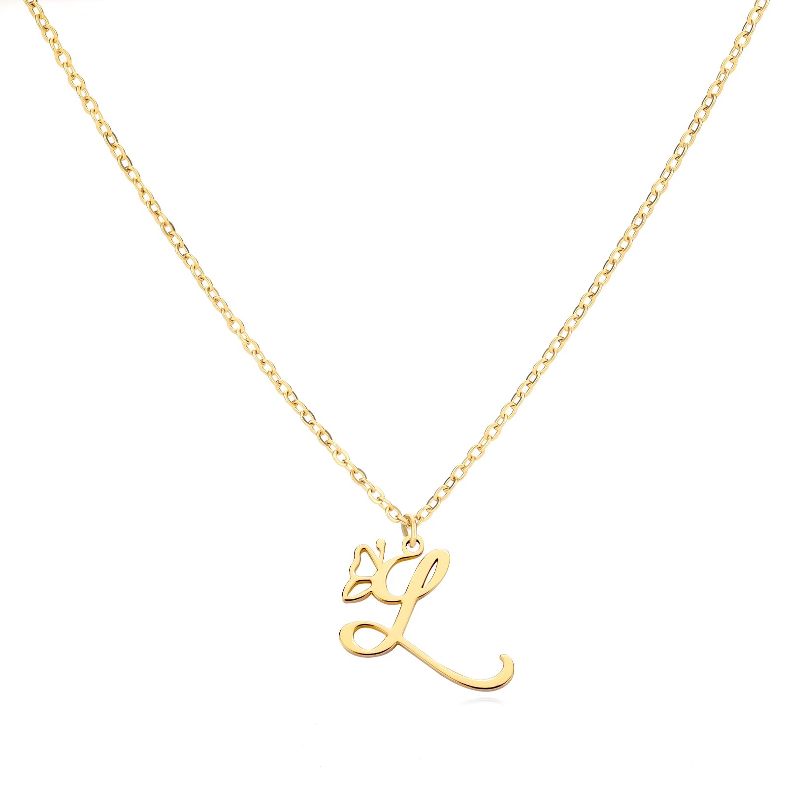 Tiny Initial Letter Necklace for Women Gold Color Stainless Steel Necklaces Name Alphabet Lucky Jewerly Vintage Accessories Gift